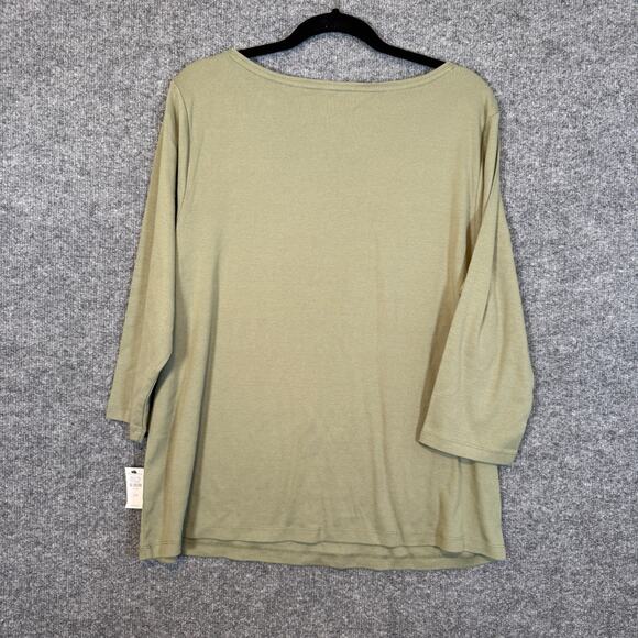 Talbots Shirt Womens 2X XXL Green 3/4 Sleeve Tshirt Stretch Plus Size NEW - Picture 7 of 8